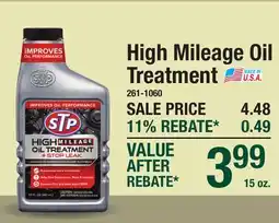 Menards High Mileage Oil Treatment offer
