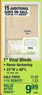 Menards 1 Vinyl Blinds Room darkening 23W x offer
