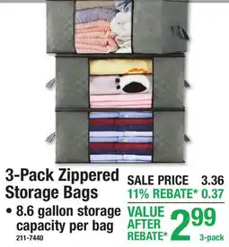 Menards 3-Pack Zippered Storage Bags offer