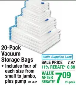 Menards 20-Pack Vacuum Storage Bags offer