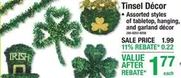 Menards Tinsel Décor offer