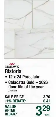 Menards MOHAWK Ristoria WATERPROOF TILE offer