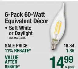 Menards 6-Pack 60-Watt Equivalent Décor offer