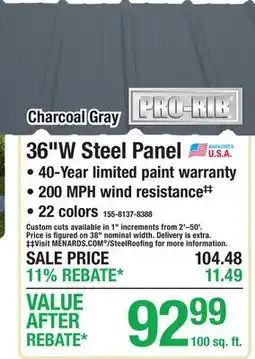 Menards 36W Steel Panel offer