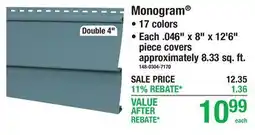 Menards Monogram offer