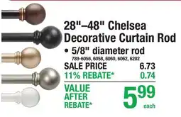 Menards 28–48 Chelsea Decorative Curtain Rod • 5/8 diameter rod offer