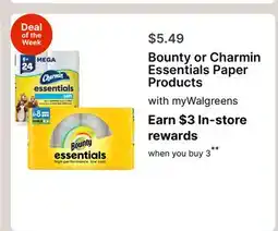 Walgreens Bounty or Charmin Essentials Paper Products offer