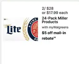 Walgreens 24-Pack Miller Products offer