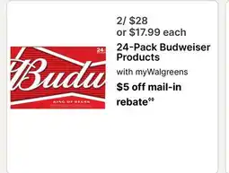 Walgreens 24-Pack Budweiser Products offer