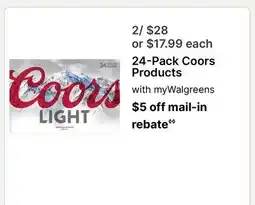 Walgreens 24-Pack Coors Products offer