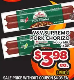 Torres Supermercado V&V SUPREMO PORK CHORIZO offer