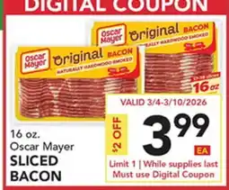 Pete's Fresh Market 16 oz. Oscar Mayer SLICED BACON offer