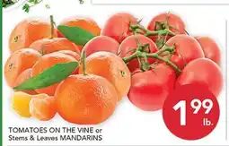 Pete's Fresh Market TOMATOES ON THE VINE or Stems & Leaves MANDARINS offer