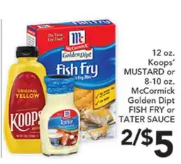 Pete's Fresh Market 12 oz. Koops' MUSTARD or 8-10 oz. McCormick Golden Dipt FISH FRY or TATER SAUCE offer