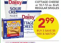 Pete's Fresh Market COTTAGE CHEESE or 10.7-12 oz. Kraft REGULAR SINGLES offer