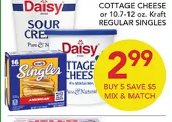Pete's Fresh Market COTTAGE CHEESE or 10.7-12 oz. Kraft REGULAR SINGLES offer