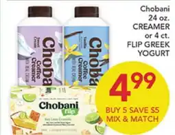Pete's Fresh Market Chobani CREAMER or FLIP GREEK YOGURT offer