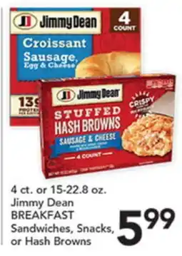 Pete's Fresh Market Jimmy Dean BREAKFAST Sandwiches, Snacks, or Hash Browns offer