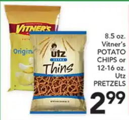 Pete's Fresh Market 8.5 oz. Vitner's POTATO CHIPS or 12-16 oz. Utz PRETZELS offer