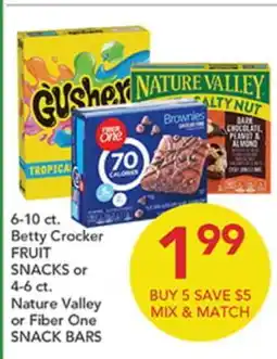 Pete's Fresh Market 6-10 ct. Betty Crocker FRUIT SNACKS or 4-6 ct. Nature Valley or Fiber One SNACK BARS offer