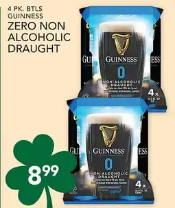 Pete's Fresh Market 4 PK. BTLS GUINNESS ZERO NON ALCOHOLIC DRAUGHT offer