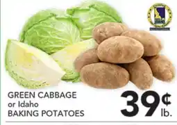 Pete's Fresh Market GREEN CABBAGE or Idaho BAKING POTatoes offer