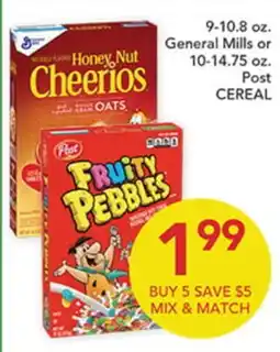 Pete's Fresh Market 9-10.8 oz. General Mills or 10-14.75 oz. Post CEREAL offer