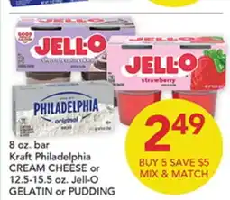 Pete's Fresh Market Kraft Philadelphia CREAM CHEESE or 12.5-15.5 oz. Jell-O GELATIN or PUDDING offer