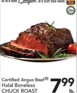 Pete's Fresh Market Certified Angus Beef Halal Boneless CHUCK ROAST offer