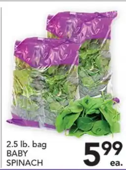 Pete's Fresh Market 2.5 lb. bag BABY SPINACH offer