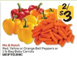 Winn Dixie Red, Yellow or Orange Bell Peppers or 1 lb Bag Baby Carrots offer