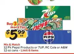Winn Dixie 12 Pk Pepsi Products or 7UP, RC Cola or A&W offer