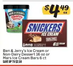 Winn Dixie Ben & Jerry's Ice Cream or Non-Dairy Dessert 16 oz or Mars Ice Cream Bars 6 ct offer