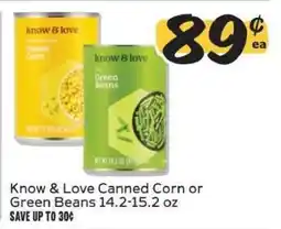 Winn Dixie Know & Love Canned Corn or Green Beans offer