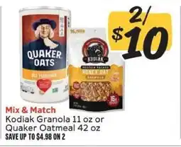 Winn Dixie Kodiak Granola or Quaker Oatmeal offer
