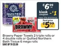 Winn Dixie Brawny paper towels or Quilted Northern bath tissue offer