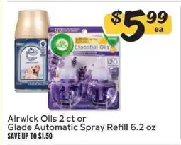 Winn Dixie Airwick Oils 2 ct or Glade Automatic Spray Refill 6.2 oz offer