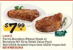 Winn Dixie Farms Boneless Ribeye Steak or Boneless NY Strip Steak Value Pack offer