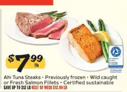 Winn Dixie Ahi Tuna Steaks or Fresh Salmon Fillets offer
