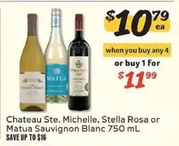 Winn Dixie Chateau Ste. Michelle, Stella Rosa or Matua Sauvignon Blanc 750 mL offer