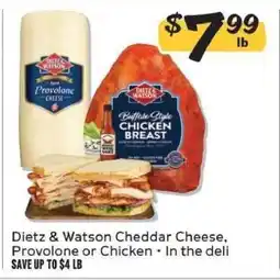 Winn Dixie Dietz & Watson Cheddar Cheese, Provolone or Chicken offer