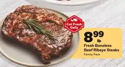 Save a Lot Fresh Boneless Beef Ribeye Steaks offer