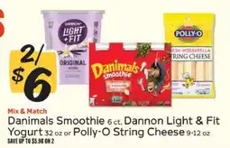 Winn Dixie Danimals Smoothie, Dannon Light & Fit Yogurt, Polly-O String Cheese offer