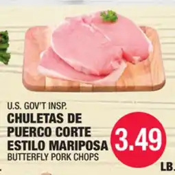 Carnicerias Jimenez U.S. GOV'T INSPI. CHULETAS DE PUEBRO CORTE ESTILO MARIPOSA offer