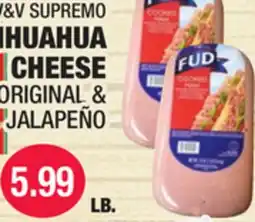 Carnicerias Jimenez V&V SUPREMO MEXICAN CHIQUAHUA CHEESE ORIGINAL & JALAPEÑO offer