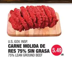 Carnicerias Jimenez U.S. GOV. INSP. CARNE MOLIDA DE RES 75% SIN GRASA offer