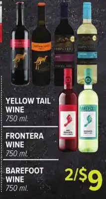 Cermak Fresh Market YELLOW TAIL WINE, 750 ml, FRONTERA WINE, 750 ml, BAREFOOT WINE offer
