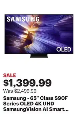 Best Buy Samsung - 65 Class S90F Series OLED 4K UHD SamsungVision AI Smart Tizen TV (2025) offer
