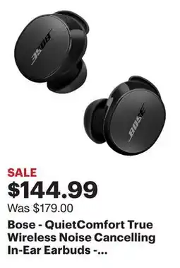 Best Buy Bose - QuietComfort True Wireless Noise Cancelling In-Ear Earbuds - Black offer