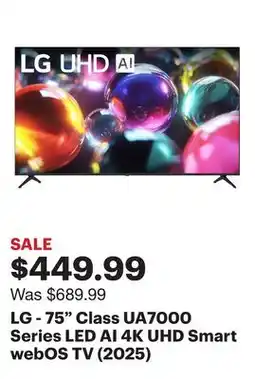 Best Buy LG - 75 Class UA7000 Series LED AI 4K UHD Smart webOS TV (2025) offer